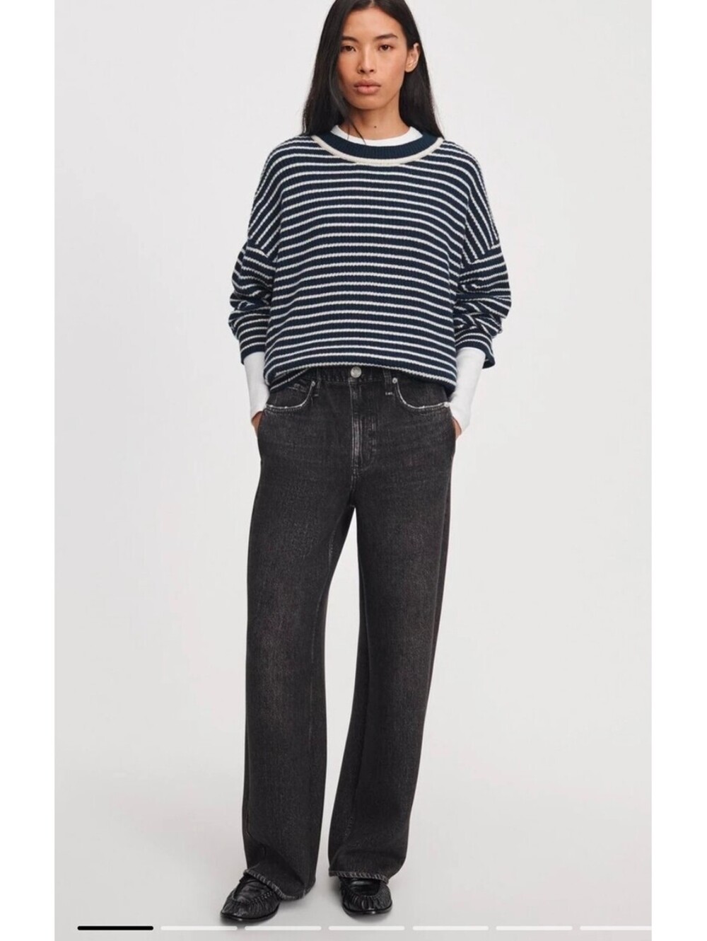 rag & bone Washed Black Miramar Terry Drawcord Wide Pant Size S